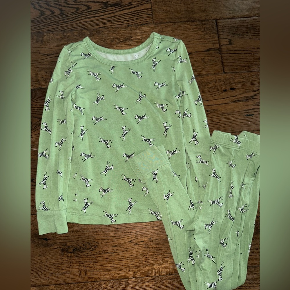 Little Me Green Zebra Print Pajama Set